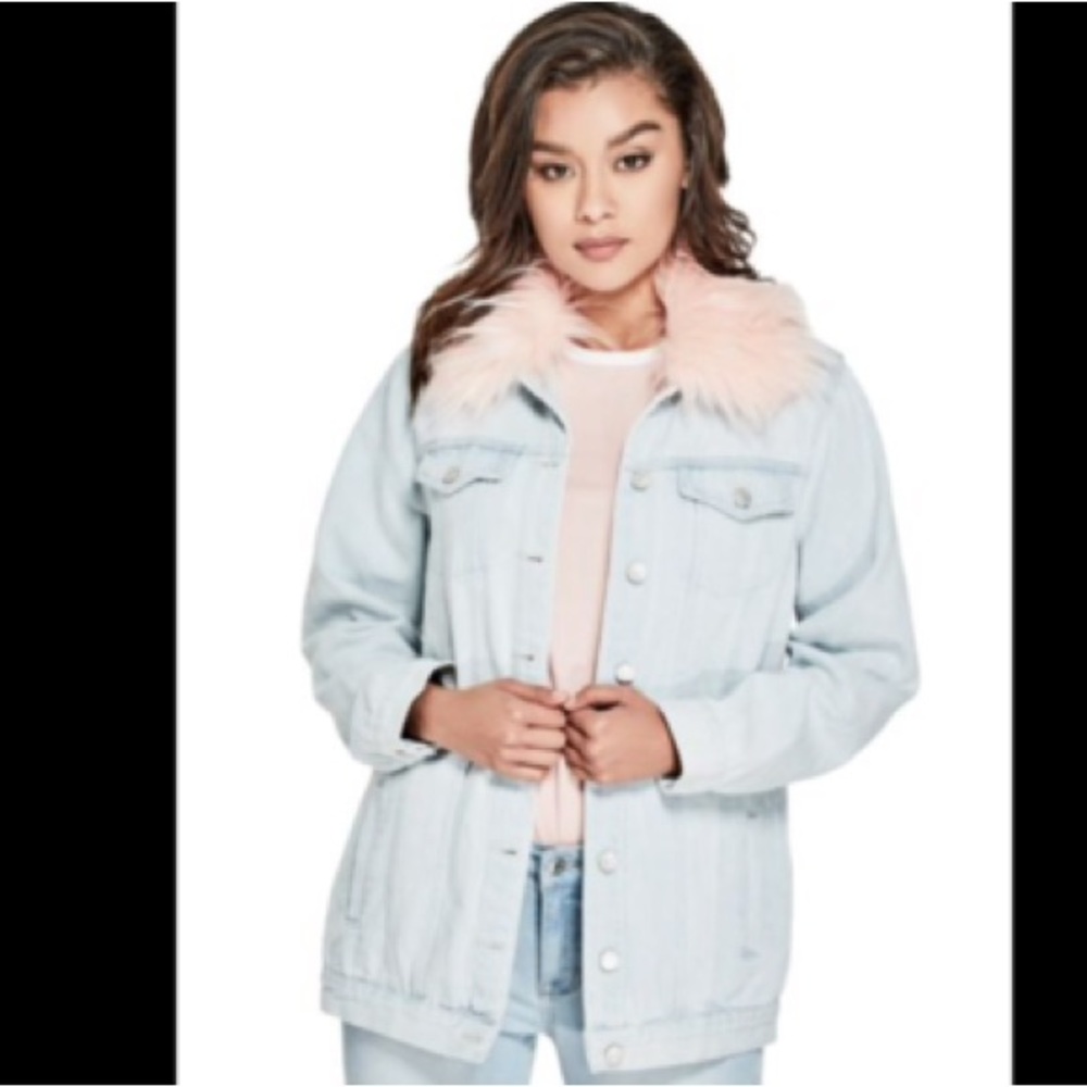 Mia Fur Collar Denim Jacket | GUESS